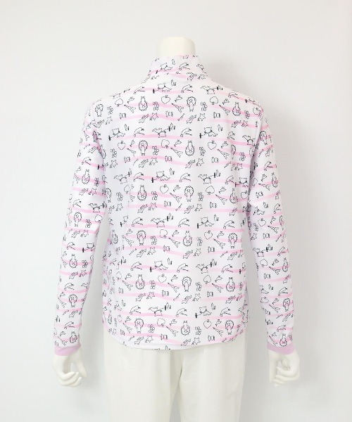 Picone CLUB（ピッコーネクラブ）の「総柄ボーダーハイネックプルオーバー（Tシャツ/カットソー・レディース・ブルー/ライトグリーン/ピンク/ライトグレー・S/M/L）」の6枚目の写真