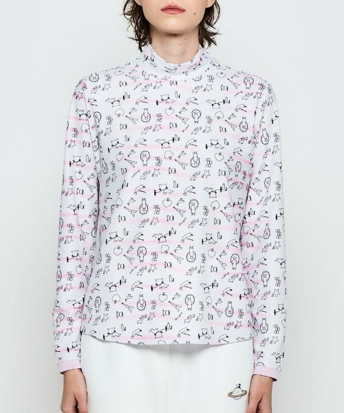 Picone CLUB（ピッコーネクラブ）の「総柄ボーダーハイネックプルオーバー（Tシャツ/カットソー・レディース・ブルー/ライトグリーン/ピンク/ライトグレー・S/M/L）」の18枚目の写真
