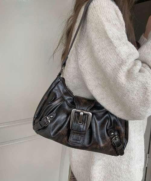 セール】バックルデザイン PUショルダーバッグ Y2K（ショルダーバッグ