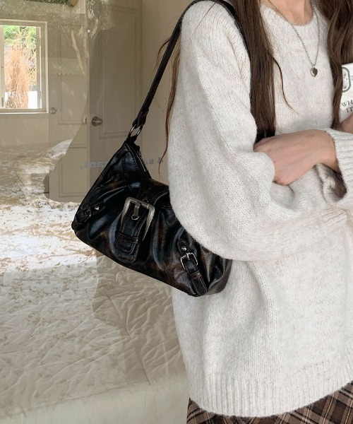 セール】バックルデザイン PUショルダーバッグ Y2K（ショルダーバッグ