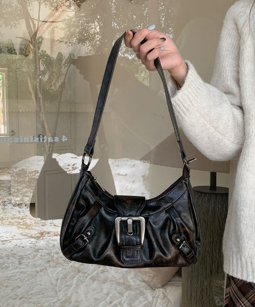 セール】バックルデザイン PUショルダーバッグ Y2K（ショルダーバッグ