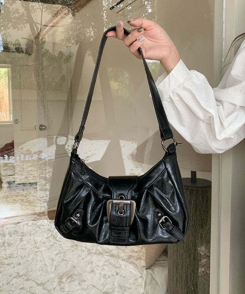 セール】バックルデザイン PUショルダーバッグ Y2K（ショルダーバッグ