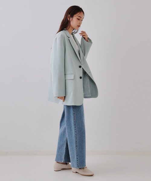 OPAQUE.CLIP（オペークドットクリップ）の「オーバーサイズテーラードジャケット【洗える】（テーラードジャケット・レディース・ライトベージュ/サックスブルー・00）」の15枚目の写真