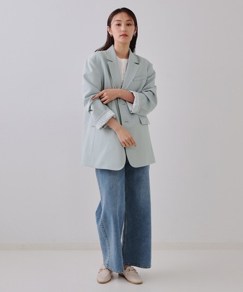 OPAQUE.CLIP（オペークドットクリップ）の「オーバーサイズテーラードジャケット【洗える】（テーラードジャケット・レディース・ライトベージュ/サックスブルー・00）」の16枚目の写真