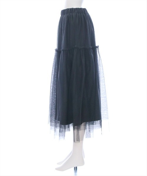 CLEAR BASIC（クリアベーシック）の「【低身長サイズ有】チュールティアードスカート[着回し力万能 ふんわり ボリューム]≪SS新作≫（スカート・レディース・ブラック/シルバー/アイボリー・F/XS）」の7枚目の写真