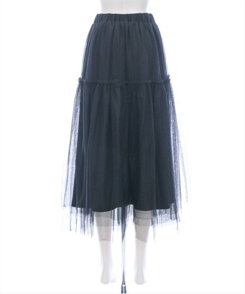 CLEAR BASIC（クリアベーシック）の「【低身長サイズ有】チュールティアードスカート[着回し力万能 ふんわり ボリューム]≪SS新作≫（スカート・レディース・ブラック/シルバー/アイボリー・F/XS）」の9枚目の写真