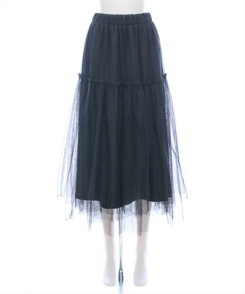 CLEAR BASIC（クリアベーシック）の「【低身長サイズ有】チュールティアードスカート[着回し力万能 ふんわり ボリューム]≪SS新作≫（スカート・レディース・ブラック/シルバー/アイボリー・F/XS）」の15枚目の写真