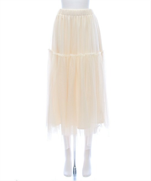 CLEAR BASIC（クリアベーシック）の「【低身長サイズ有】チュールティアードスカート[着回し力万能 ふんわり ボリューム]≪SS新作≫（スカート・レディース・ブラック/シルバー/アイボリー・F/XS）」の16枚目の写真