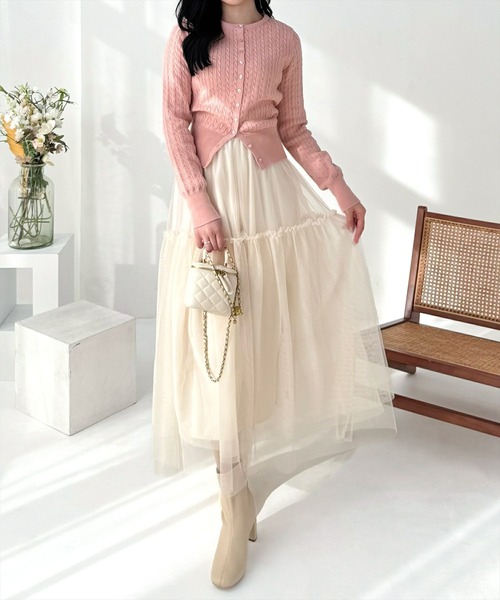 CLEAR BASIC（クリアベーシック）の「【低身長サイズ有】チュールティアードスカート[着回し力万能 ふんわり ボリューム]≪SS新作≫（スカート・レディース・ブラック/シルバー/アイボリー・F/XS）」の18枚目の写真