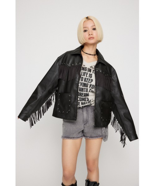 セール】FRINGE FAUX LEATHER ジャケット（その他アウター）｜LAGUA