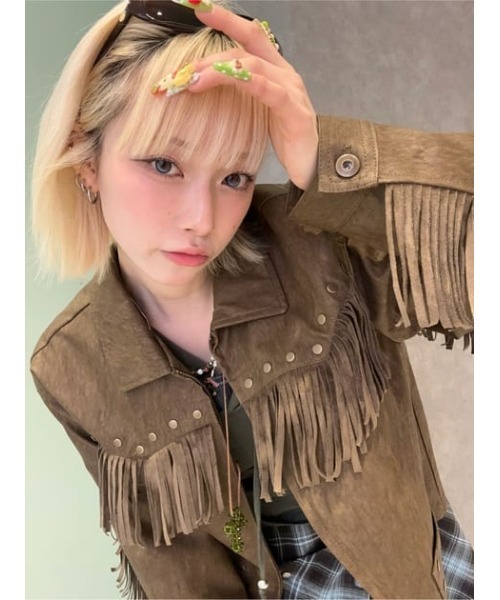 セール】FRINGE FAUX LEATHER ジャケット（その他アウター）｜LAGUA