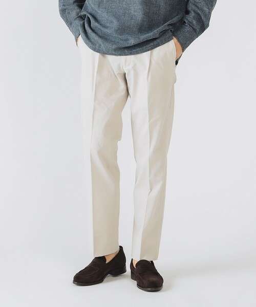 BEAMS HEART(ビームスハート)の「SOLOTEX(R) ドビー 1プリーツ イージースラックス 25SS(スラックス・メンズ・ネイビー/オリーブ/オフホワイト・SMALL/MEDIUM/LARGE/X-LARGE)」の2枚目の写真