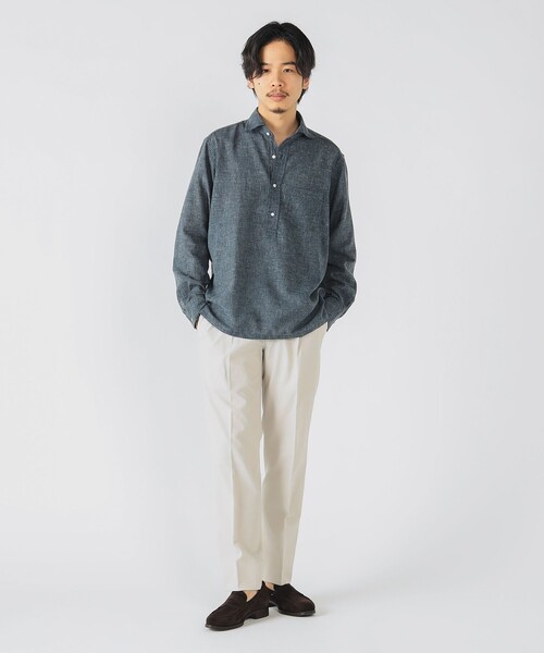 BEAMS HEART(ビームスハート)の「SOLOTEX(R) ドビー 1プリーツ イージースラックス 25SS(スラックス・メンズ・ネイビー/オリーブ/オフホワイト・SMALL/MEDIUM/LARGE/X-LARGE)」の4枚目の写真
