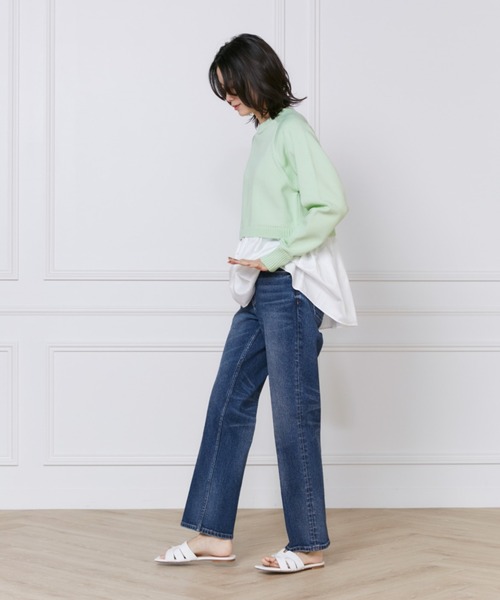 INED（イネド）の「ドッキングニット（ニット/セーター・レディース・グリーン/ブラック/オフホワイト・9号/7号）」の6枚目の写真