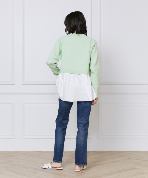 INED（イネド）の「ドッキングニット（ニット/セーター・レディース・グリーン/ブラック/オフホワイト・9号/7号）」の7枚目の写真