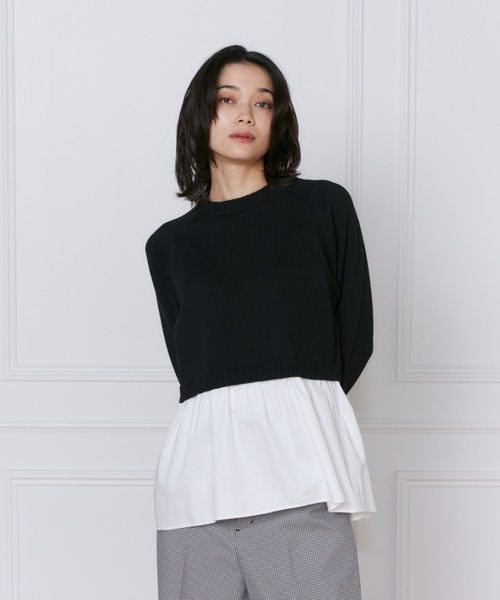 INED（イネド）の「ドッキングニット（ニット/セーター・レディース・グリーン/ブラック/オフホワイト・9号/7号）」の15枚目の写真