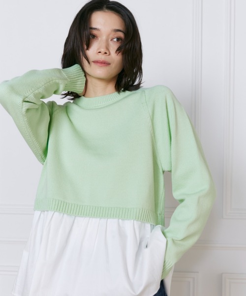 INED（イネド）の「ドッキングニット（ニット/セーター・レディース・グリーン/ブラック/オフホワイト・9号/7号）」の19枚目の写真