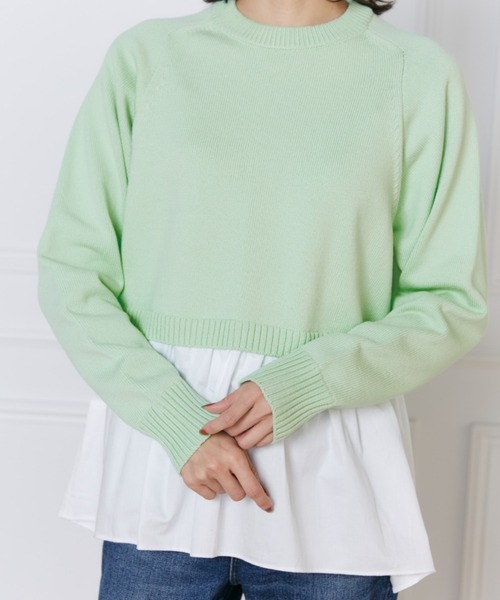 INED（イネド）の「ドッキングニット（ニット/セーター・レディース・グリーン/ブラック/オフホワイト・9号/7号）」の21枚目の写真