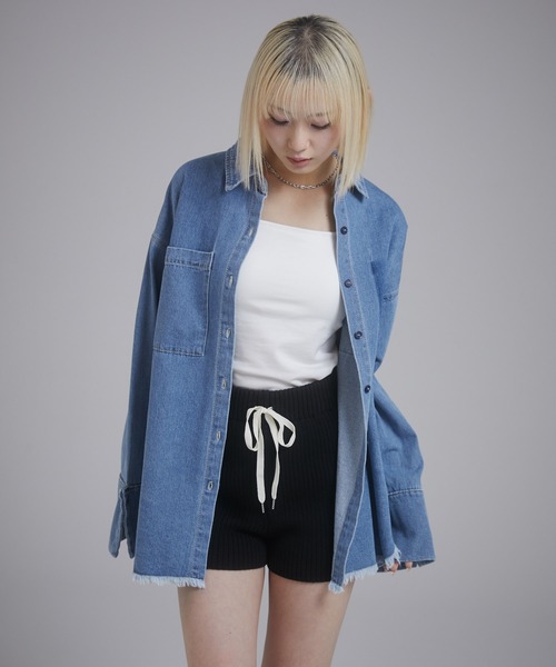 ENVYM（アンビー）の「ビックカフスオーバーサイズデニムシャツ（シャツ/ブラウス・レディース・ブルー/ブラック・FREE）」の18枚目の写真