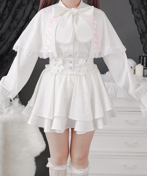 pupu⭐︎　値下げ‼︎lohen 試着のみ　シャツブラウス　白 Lui's（ルイス）の「サテンパイピングシャツ (セットアップ対応