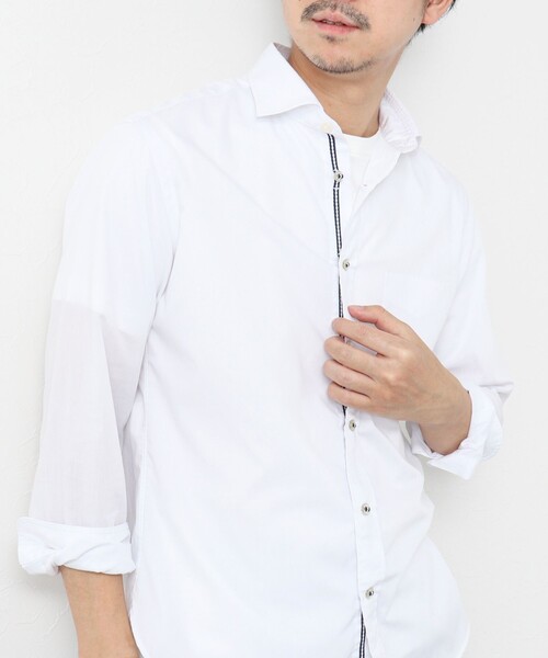 NOLLEY’S(ノーリーズ)の「T/C パラシュート カッタウェイ 25SS(シャツ/ブラウス・メンズ・ホワイト/ネイビー/ブルー/グレイッシュベージュ・S/M/L/XL)」の5枚目の写真