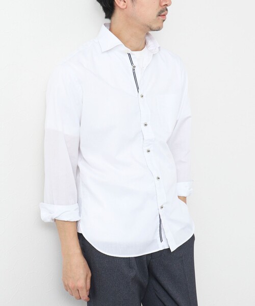 NOLLEY’S(ノーリーズ)の「T/C パラシュート カッタウェイ 25SS(シャツ/ブラウス・メンズ・ホワイト/ネイビー/ブルー/グレイッシュベージュ・S/M/L/XL)」の6枚目の写真