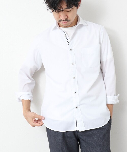 NOLLEY’S(ノーリーズ)の「T/C パラシュート カッタウェイ 25SS(シャツ/ブラウス・メンズ・ホワイト/ネイビー/ブルー/グレイッシュベージュ・S/M/L/XL)」の7枚目の写真