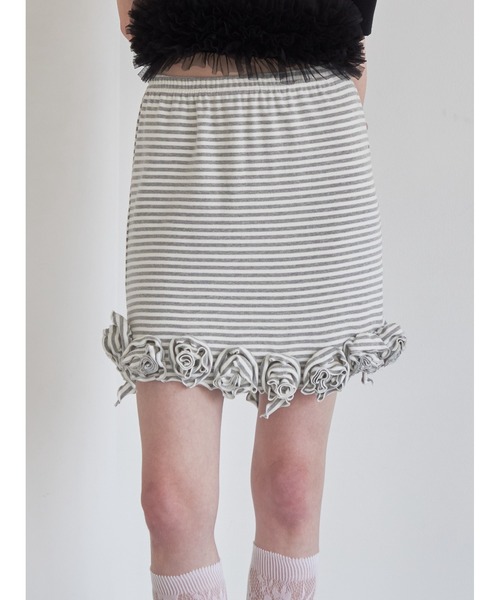 etre loin(エトルワン)の「Hem rose cut mini skirt(スカート・レディース・グレー/ミント/ブラック・M)」の3枚目の写真