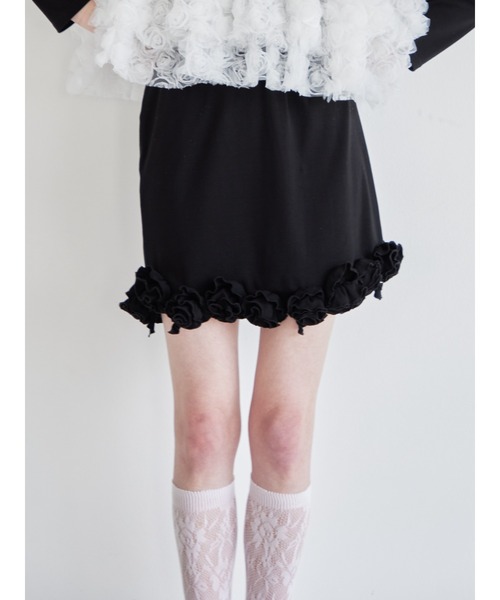 etre loin(エトルワン)の「Hem rose cut mini skirt(スカート・レディース・グレー/ミント/ブラック・M)」の2枚目の写真