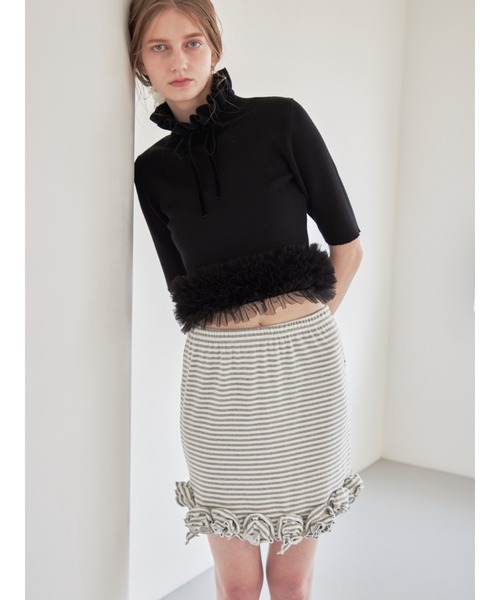 etre loin(エトルワン)の「Hem rose cut mini skirt(スカート・レディース・グレー/ミント/ブラック・M)」の16枚目の写真