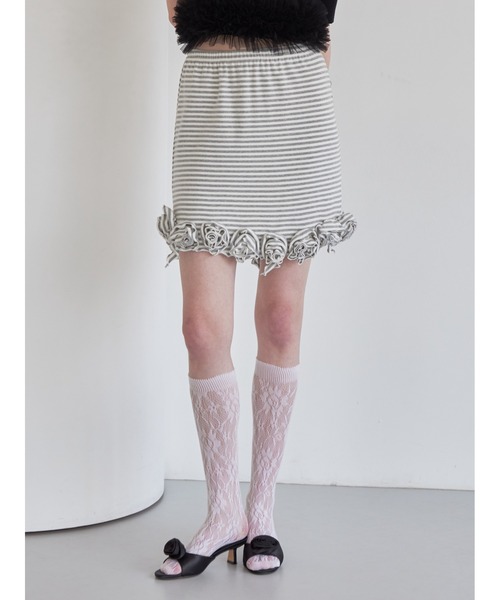 etre loin(エトルワン)の「Hem rose cut mini skirt(スカート・レディース・グレー/ミント/ブラック・M)」の13枚目の写真