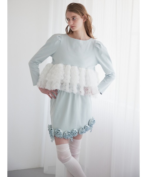 etre loin(エトルワン)の「Hem rose cut mini skirt(スカート・レディース・グレー/ミント/ブラック・M)」の4枚目の写真