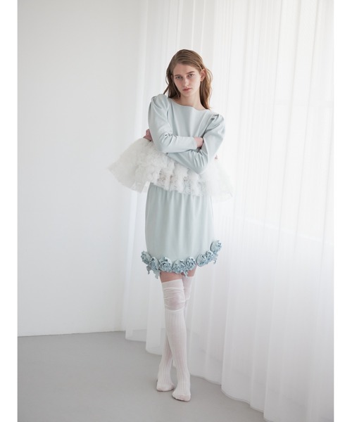 etre loin(エトルワン)の「Hem rose cut mini skirt(スカート・レディース・グレー/ミント/ブラック・M)」の6枚目の写真