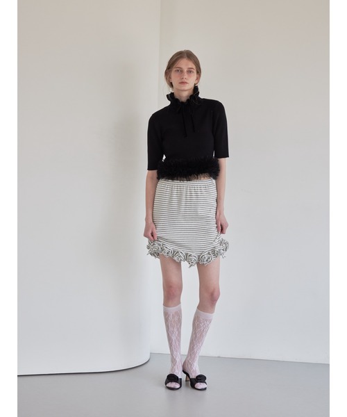 etre loin(エトルワン)の「Hem rose cut mini skirt(スカート・レディース・グレー/ミント/ブラック・M)」の5枚目の写真