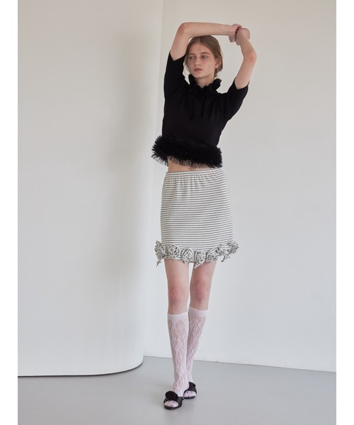 etre loin(エトルワン)の「Hem rose cut mini skirt(スカート・レディース・グレー/ミント/ブラック・M)」の11枚目の写真