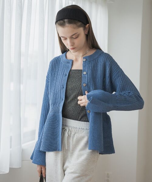 RETRO GIRL(レトロガール)の「ペプラムメッシュカーデ(カーディガン/ボレロ・レディース・ブラック/ナチュラル/ブルー・FREE)」の8枚目の写真