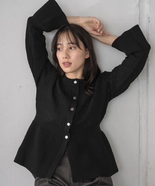 RETRO GIRL(レトロガール)の「ペプラムメッシュカーデ(カーディガン/ボレロ・レディース・ブラック/ナチュラル/ブルー・FREE)」の10枚目の写真