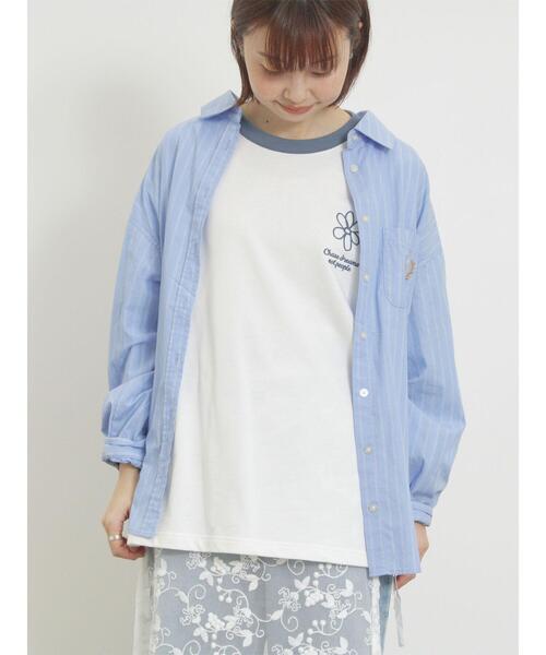 Samansa Mos2（サマンサ モスモス）の「ワッペン風刺繍入りシャツ（シャツ/ブラウス・レディース・ブルー/オフホワイト/イエロー/ピンク・F）」の15枚目の写真