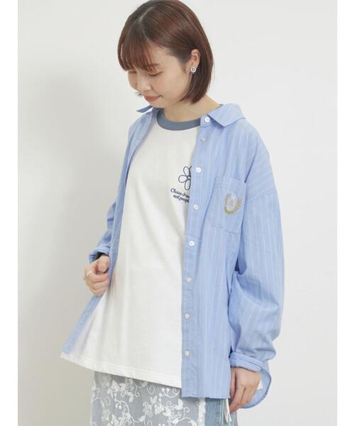 Samansa Mos2（サマンサ モスモス）の「ワッペン風刺繍入りシャツ（シャツ/ブラウス・レディース・ブルー/オフホワイト/イエロー/ピンク・F）」の16枚目の写真