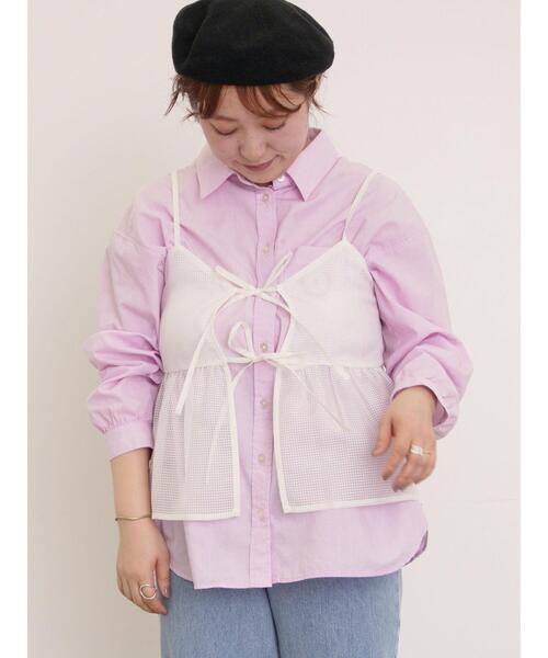 Samansa Mos2（サマンサ モスモス）の「ワッペン風刺繍入りシャツ（シャツ/ブラウス・レディース・ブルー/オフホワイト/イエロー/ピンク・F）」の21枚目の写真