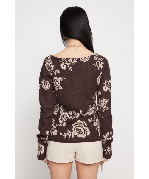 LAGUA GEM（ラグアジェム）の「FLOWER JAQUARD ニット（ニット/セーター・レディース・ネイビー/グレー/ブラウン・FREE）」の14枚目の写真