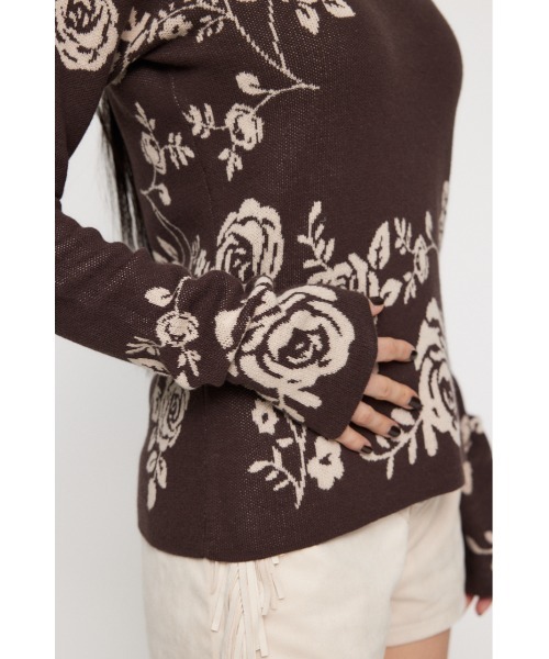 LAGUA GEM（ラグアジェム）の「FLOWER JAQUARD ニット（ニット/セーター・レディース・ネイビー/グレー/ブラウン・FREE）」の16枚目の写真