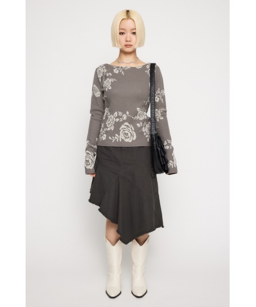 LAGUA GEM（ラグアジェム）の「FLOWER JAQUARD ニット（ニット/セーター・レディース・ネイビー/グレー/ブラウン・FREE）」の7枚目の写真