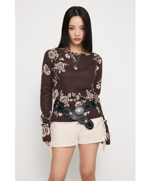 LAGUA GEM（ラグアジェム）の「FLOWER JAQUARD ニット（ニット/セーター・レディース・ネイビー/グレー/ブラウン・FREE）」の9枚目の写真