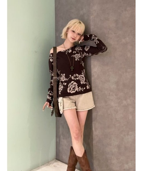 LAGUA GEM（ラグアジェム）の「FLOWER JAQUARD ニット（ニット/セーター・レディース・ネイビー/グレー/ブラウン・FREE）」の21枚目の写真