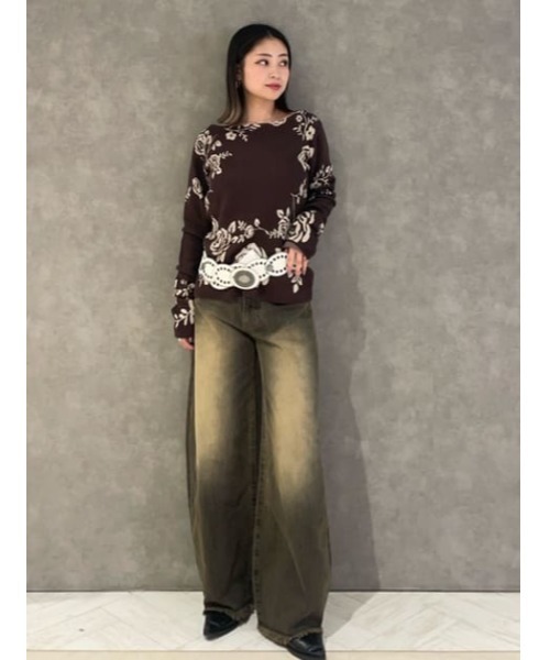 【最終価格】laguagem LACEUP ミュール　GRY セール】FLOWER JAQUARD ニット（ニット/セーター）｜LAGUA GEM