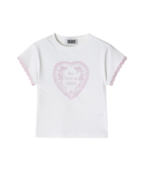 tシャツ CRANK／レースハートＴ レディース CRANK／レースハートT（Tシャツ/カットソー）｜CRANK（クランク