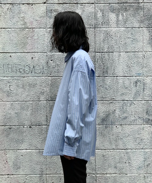 Toironier(トワロニエ)の「Toironier/トワロニエ/Stripe Half-Zip Shirt(Tシャツ/カットソー・メンズ・ブルー系その他3/その他18・F)」の3枚目の写真