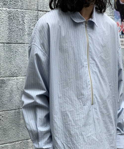 Toironier(トワロニエ)の「Toironier/トワロニエ/Stripe Half-Zip Shirt(Tシャツ/カットソー・メンズ・ブルー系その他3/その他18・F)」の8枚目の写真