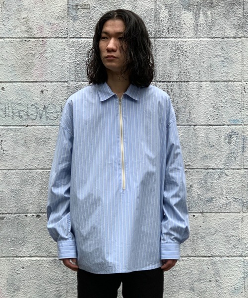 トワロニエ シャツ Toironier tシャツ Toironier/トワロニエ/Stripe Half-Zip Shirt